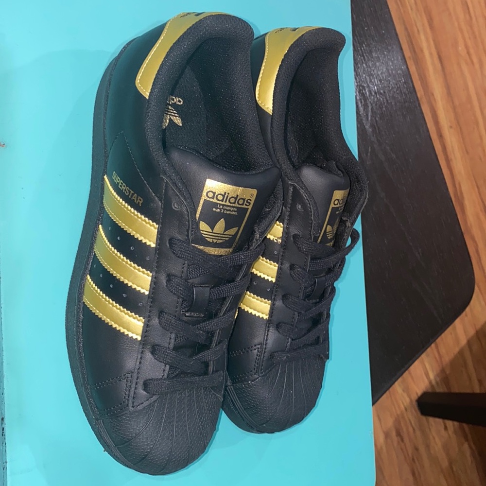 Black and Gold Stripped HardShell Toe Adidas Superstar